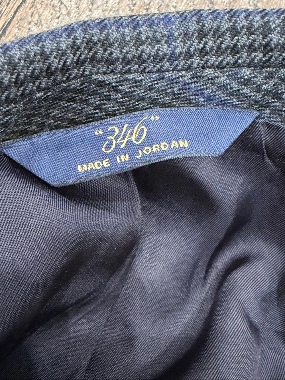 Brooks Brothers Wool Sport Coat Blazer 46R Charcoal Houndstooth Blue Windowpane